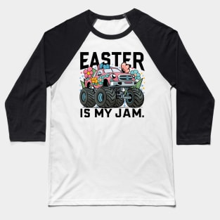 Happy Boys Easter Is My Jam Monster Truck Bunny Kids Women Baseball T-Shirt